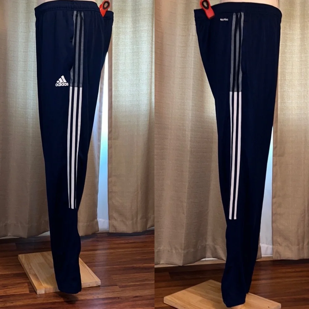 Adidas Mens 2XLT Big & Tall Blue and White Athletic Workout Lounge Pants
